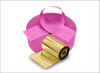 Сатиновая лента стандарт и риббон цветная/золото фуксия-розовая - купить