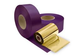 Сатиновая лента экстра и риббон цветная/золото фиолетовая- купить
